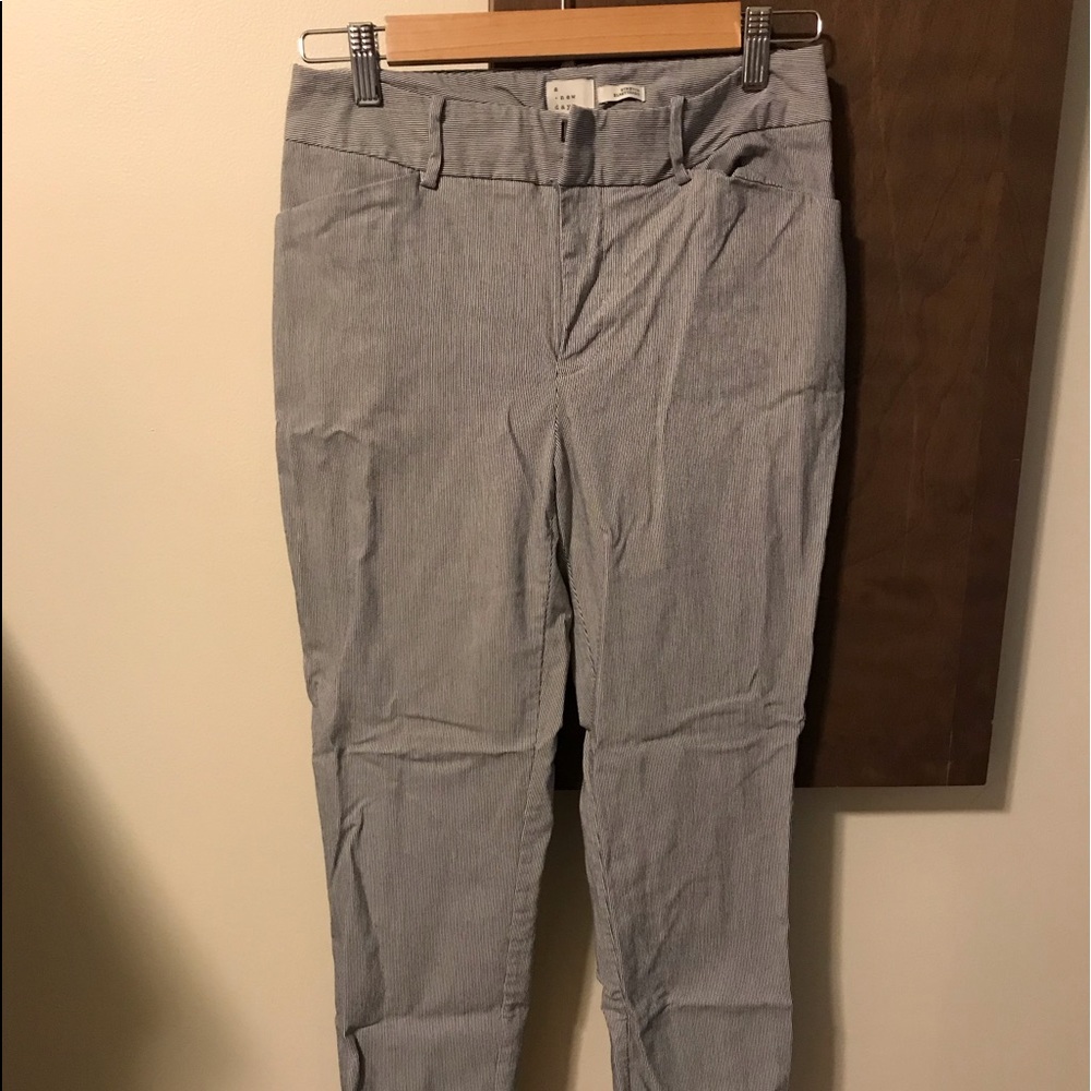 blue striped ankle length pants